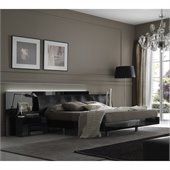Rossetto Nightfly Bed with Night Stands 3 Pieceb Bedroom Set in Black