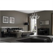 Rossetto Nightfly Bed with Night Stands 5 Pieceb Bedroom Set in Black