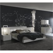 Rossetto Nightfly Bed with Night Stands 3 Piece Bedroom Set in White