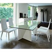 Rossetto Sapphire 6 Piece Glass Top Dining Table Set in White