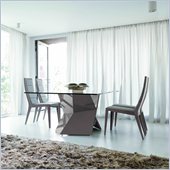 Rossetto Sapphire 5 Piece Glass Top Dining Table Set in Grey