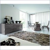 Rossetto Sapphire 6 Piece Glass Top Dining Table Set in Grey