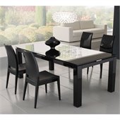 Rossetto Diamond 5 Piece Rectangular Dining Table Set in Black