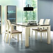 Rossetto Diamond 5 Piece Rectangular Dining Table Set in Ivory