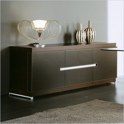 Rossetto City Buffet in Wenge with Brown Leather Doors