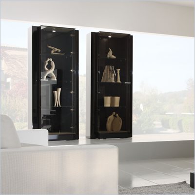 Rossetto Diamond Glass Shelves and Door Curio in Black