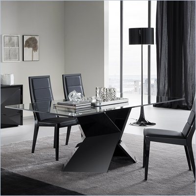 Rossetto Sapphire Glass Top Dining Table in Black