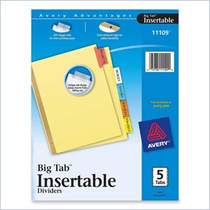 Avery WorkSaver Big Tab Insertable Divider