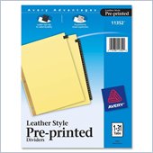 Avery Numeric Gold Line Black Leather Tab Divider