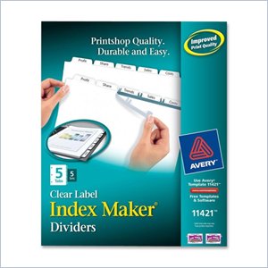 Avery Index Maker Copier Clear Label Divider