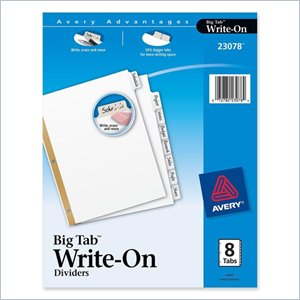 Avery Big Tab Write-On Divider with Erasable Tab