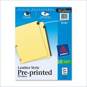 Avery Black Leather Monthly Tab Divider