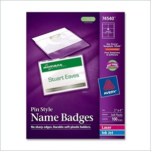 Avery Laser/Inkjet Pin Style Name Badge Kit