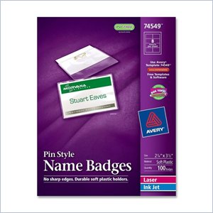 Avery Laser/Inkjet Pin Style Name Badge Kit