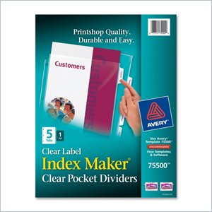 Avery Index Maker 5-Tab Clear Pocket View Dividers