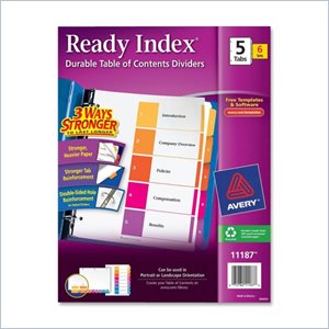 Avery Ready Index Table of Contents Reference Divider