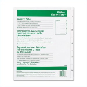 Avery Black-and White Table of Content Tab Dividers