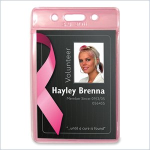 Baumgartens Breast Cancer Vertical Badge Holder