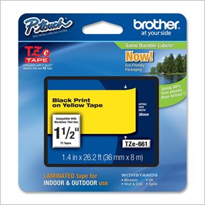 Brother TZE-661 Black on Yellow Lettering Tape