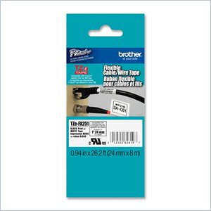 Brother TZE-FX251 Black on White Flexible Tape