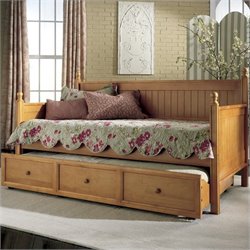 Fashion Bed Group Casey Wood Daybed in Honey Maple Finish with Optional Trundle-Daybed with Trundle