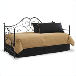 Fashion Bed Group Cambria Metal Daybed in Black Satin w/ Link Spring