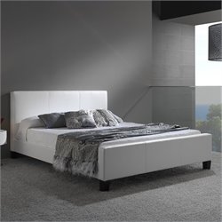 Fashion Bed Group Euro Leather Platform Bed in White Finish