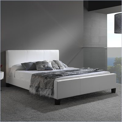 Fashion Bed Group Euro Leather Platform Bed in White Finish