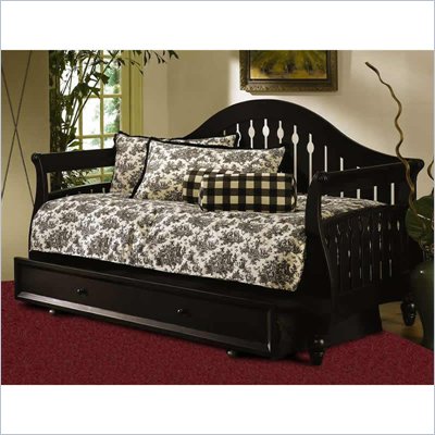 Fashion Bed Fraser Sleigh Daybed Front Panel and Rollout Trundle in Black