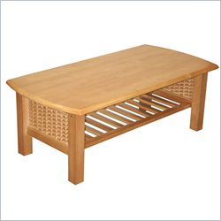 Elite Products Bentley Golden Oak  Rectangle Wood Coffee Table with Magazine Shelf