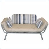 Elite Products Mali Convertible Twin Futon with Pewter Metal Frame  