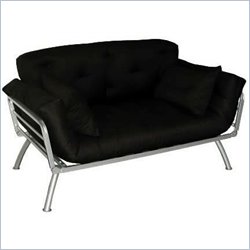 Elite Products Mali Convertible Twin Futon with Silver Metal Frame