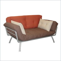 Elite Products Mali Convertible Twin Futon with Silver Metal Frame