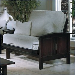Elite Products Hermosa Junior Twin Wood Futon Chair Frame and Ottoman