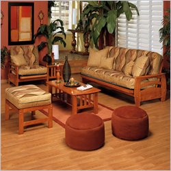 Elite Products Montego Futon Set in Honey Oak