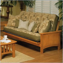 Elite Products Cottage Grove Golden Oak Wood Futon Set