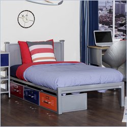 Elite Products XL Twin Metal Locker Storage Bed in Silver Finish