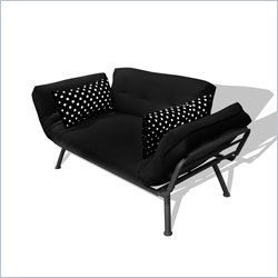 Elite Products Mali Convertible Futon Sofa with Pewter Frame in Black/Polka Dot