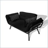 Elite Products Mali Convertible Futon Sofa with Pewter Frame in Black/Polka Dot