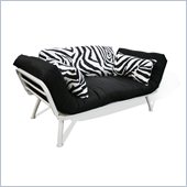 Elite Products Mali Convertible Futon Sofa with White Frame in Zebra/Black