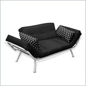 Elite Products Mali Convertible Futon Sofa with White Frame in Black Polka Dot