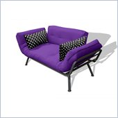 Elite Products Mali Futon in Purple and Black Polka-Dot 