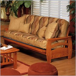 Elite Products Montego Full Oak Wood Futon Frame