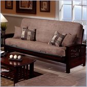 Elite Products Bridgeport Full Size Wood Futon Frame in Dark Walnut