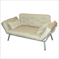 Elite Products Mali Convertible Twin Futon with Silver Metal Frame