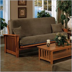 Elite Products Crestridge Full Metal/Wood Futon Frame in Medium Oak Finish