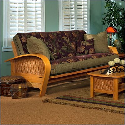 Elite Products Bentley Full Size Futon Frame in Oak