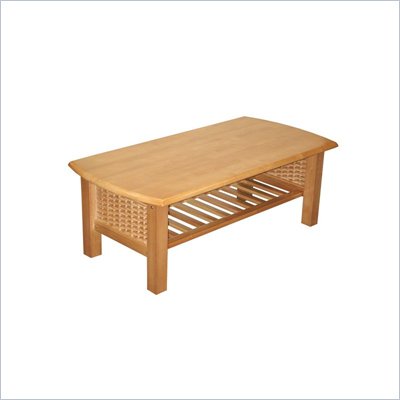 Elite Products Bentley Golden Oak  Rectangle Wood Coffee Table with Magazine Shelf