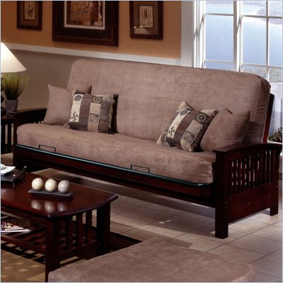 Elite Products Bridgeport Full Size Wood Futon Frame in Dark Walnut