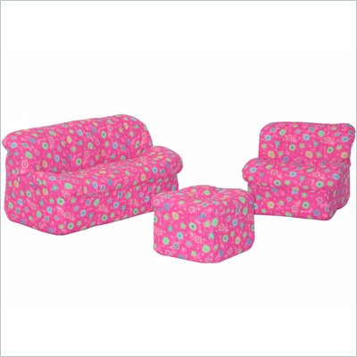 Elite Pink Flower Children's 3-Piece Foam Sofa Set